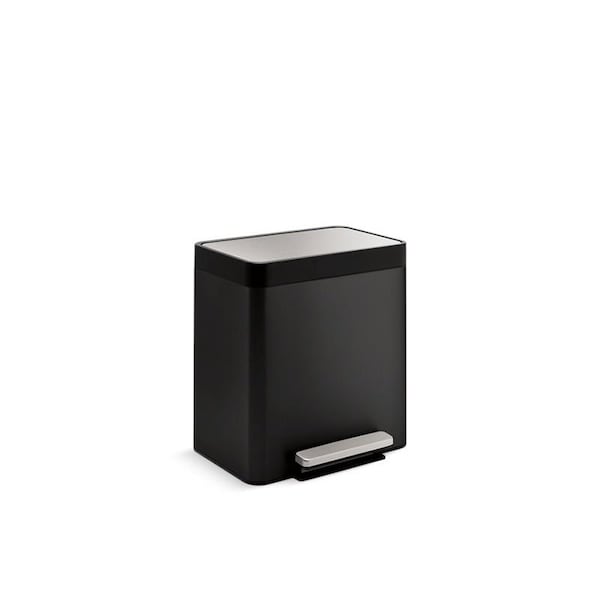 Kohler 6 gal Trash Can, Black, Stainless Steel - 20942-BST