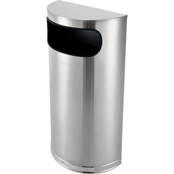 Global Industrial Half Round Metal Trash Can, Silver, Stainless Steel - 641594SS