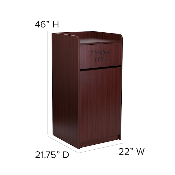 Flash Furniture 36 gal Trash Can, Mahogany, Laminate - MT-M8520-TRA-MAH-GG
