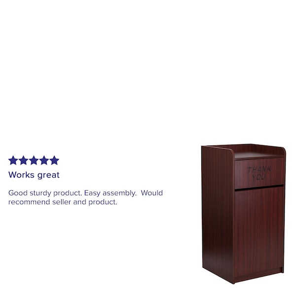 Flash Furniture 36 gal Trash Can, Mahogany, Laminate - MT-M8520-TRA-MAH-GG