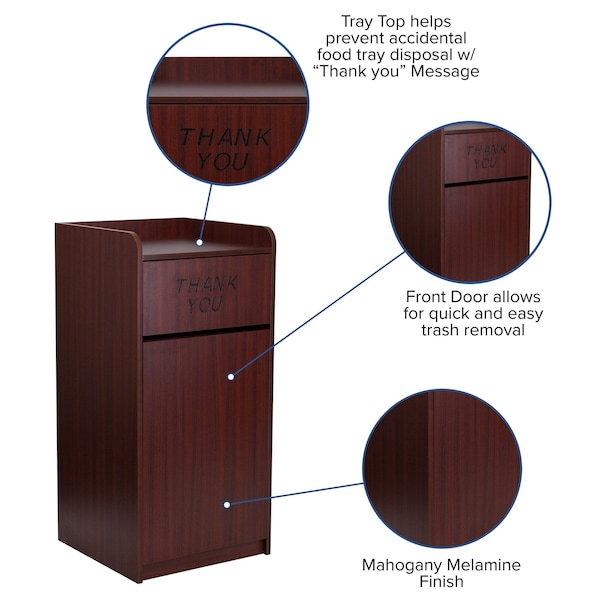 Flash Furniture 36 gal Trash Can, Mahogany, Laminate - MT-M8520-TRA-MAH-GG