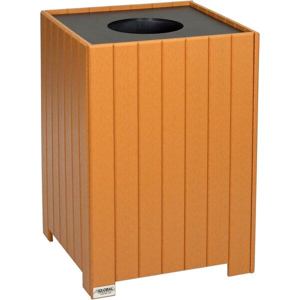 Global Industrial Recycled Plastic Square Trash Can With Liner, 32 Gallon, Cedar - 641322CD