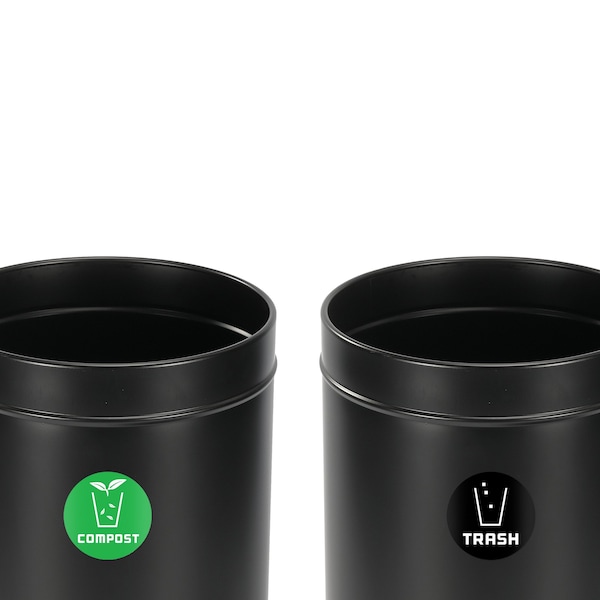Alpine Industries 54 Gallon 2-StreamStainless Steel Compost Bin and Trash Can Black - ALP475-27-BLK-CO-T