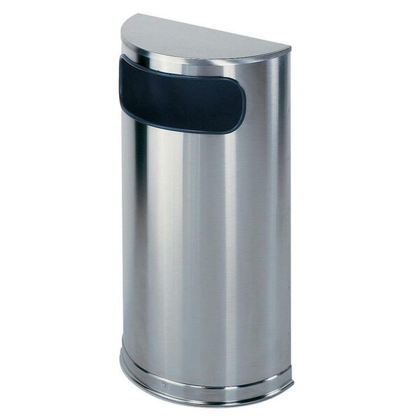 Rubbermaid Commercial 9 gal Half Round Steel Receptacles, Stainless Steel, Steel - RCPSO8SSSPL