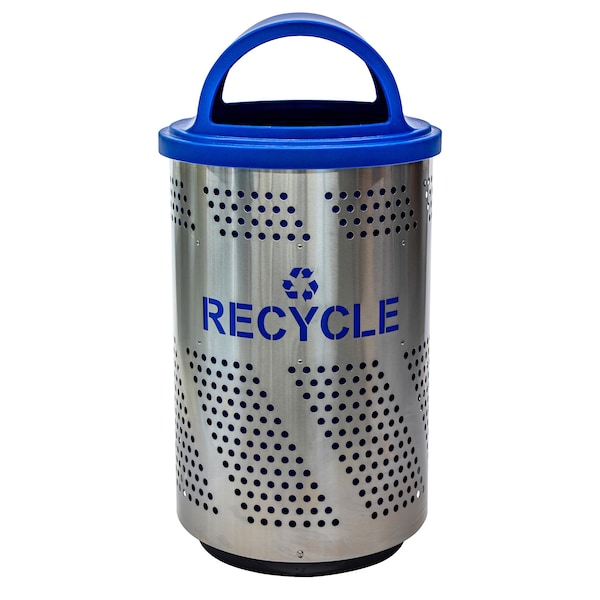 Ex-Cell Kaiser Arena-Perforated Outdoor 51-Gal. Recycling Receptacle, Stainless Steel - ARENA-X51 R SS/RBL