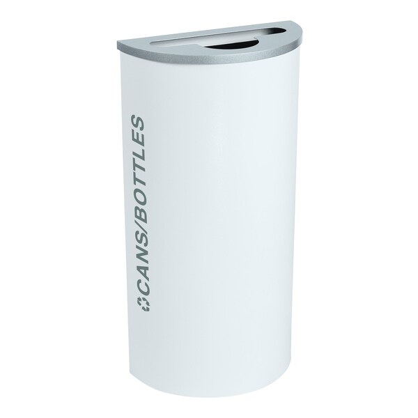 Ex-Cell Kaiser 8-Gal. Half-Round Cans/Bottles Receptacle - Steel, White Gloss - RC-KDHR-C BT-WHT