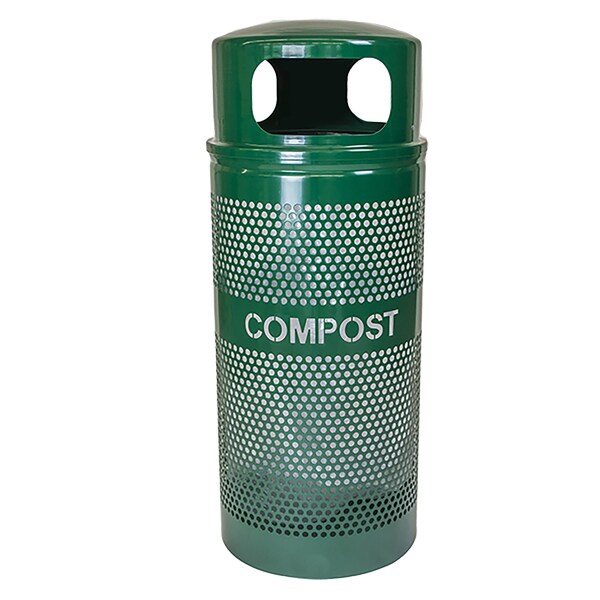 Ex-Cell Kaiser 34-Gal. Receptacle W/ Dome Top - Steel, Hunter Green Gloss - WR-34R DM COMPOST HGR