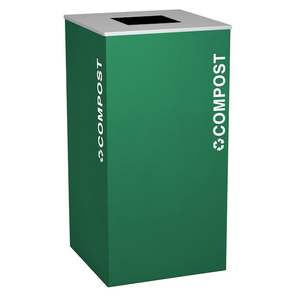 Ex-Cell Kaiser 36-Gal. Square Receptacle - Compost decal, Green - RC-KD36-CMPST EGX