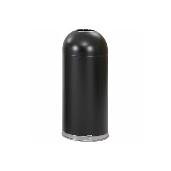 Safco SafcoÂ Steel Round Dome Top Trash Can W/Galvanized Liner, 15 Gallon, Black - 9639BL