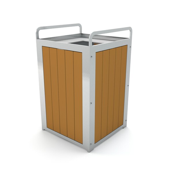 Frog Furnishings 32 gal Trash Can, Silver - PB 32PLZCED
