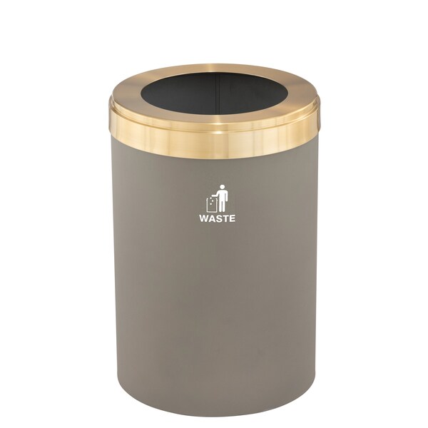 Glaro 33 gal Trash Can, Nickel/Satin Brass - W-2032NK-BE-W2