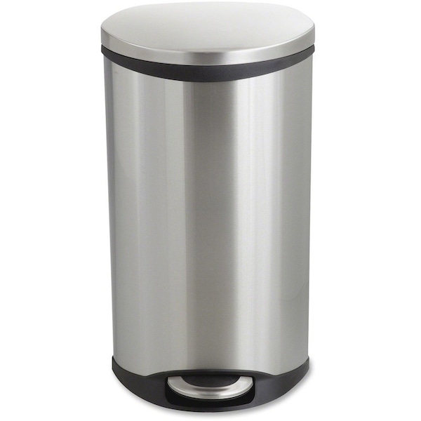 Safco 7.50 gal Ellipse Hands Free Step-On Receptacle, Stainless Steel, Steel; Plastic - SAF9902SS