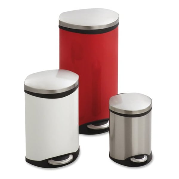 Safco 7.50 gal Ellipse Hands Free Step-On Receptacle, Stainless Steel, Steel; Plastic - SAF9902SS