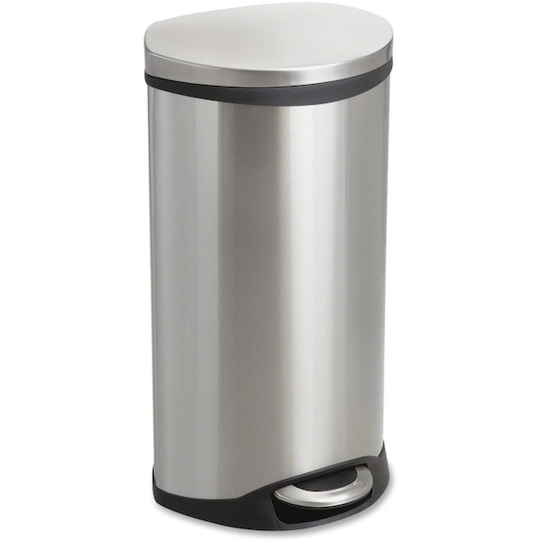 Safco 7.50 gal Ellipse Hands Free Step-On Receptacle, Stainless Steel, Steel; Plastic - SAF9902SS