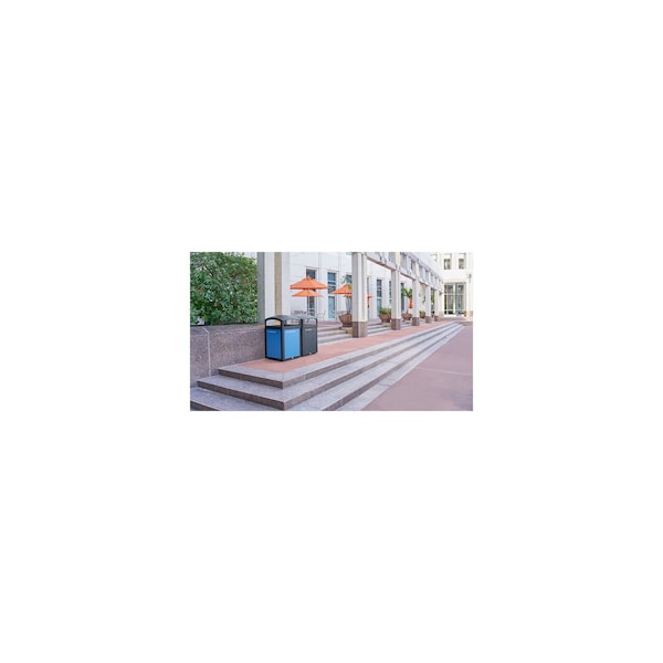 Rubbermaid Commercial 41 gal Square Trash Can, Black, 25 3/16 in Dia, Metal - 2182672