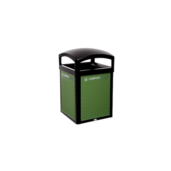 Rubbermaid Commercial 41 gal Square Trash Can, Black, 25 3/16 in Dia, Metal - 2182672