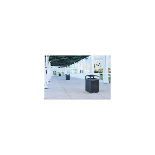 Rubbermaid Commercial 41 gal Square Trash Can, Black, 25 3/16 in Dia, Metal - 2182672
