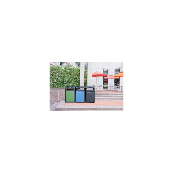 Rubbermaid Commercial 41 gal Square Trash Can, Black, 25 3/16 in Dia, Metal - 2182672