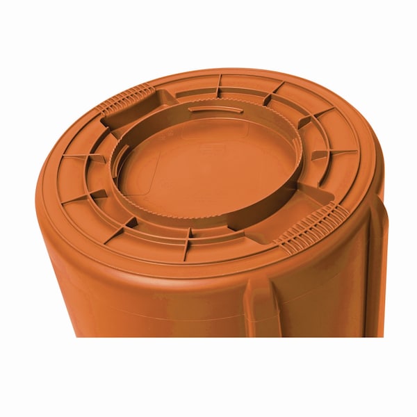 Rubbermaid Commercial 44 gal Round Cylinder Trash Can, Orange, Open Top, Plastic - 2119307