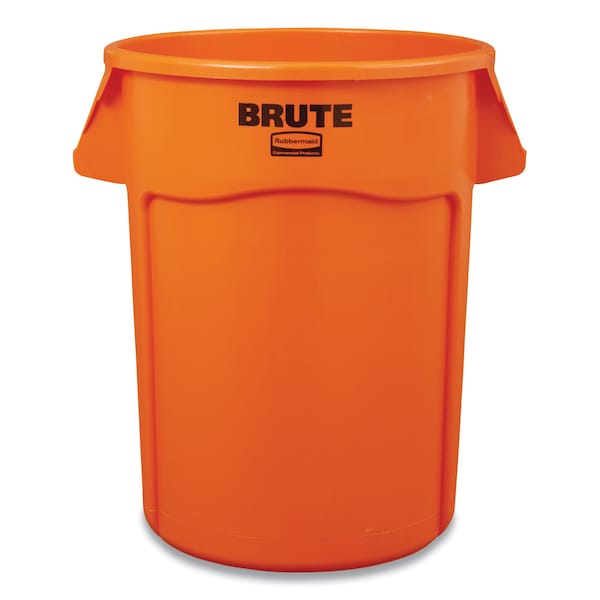 Rubbermaid Commercial 44 gal Round Cylinder Trash Can, Orange, Open Top, Plastic - 2119307