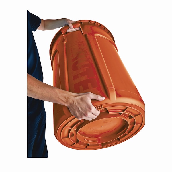 Rubbermaid Commercial 44 gal Round Cylinder Trash Can, Orange, Open Top, Plastic - 2119307
