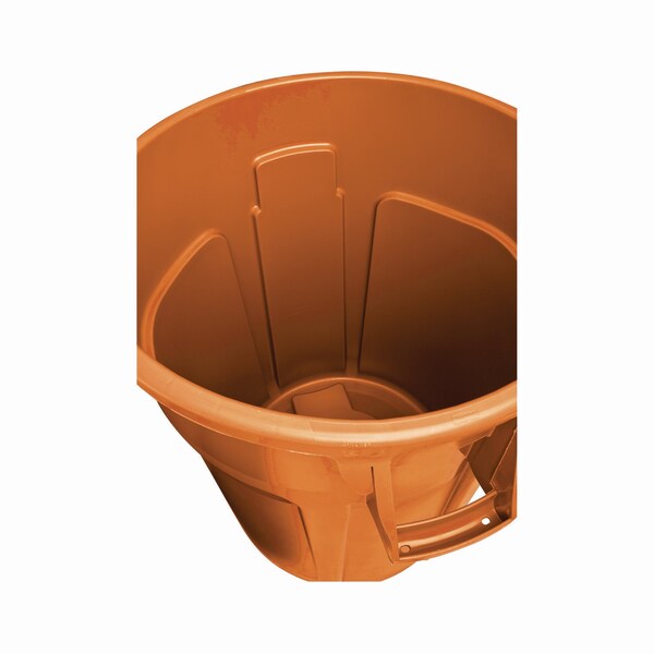 Rubbermaid Commercial 44 gal Round Cylinder Trash Can, Orange, Open Top, Plastic - 2119307