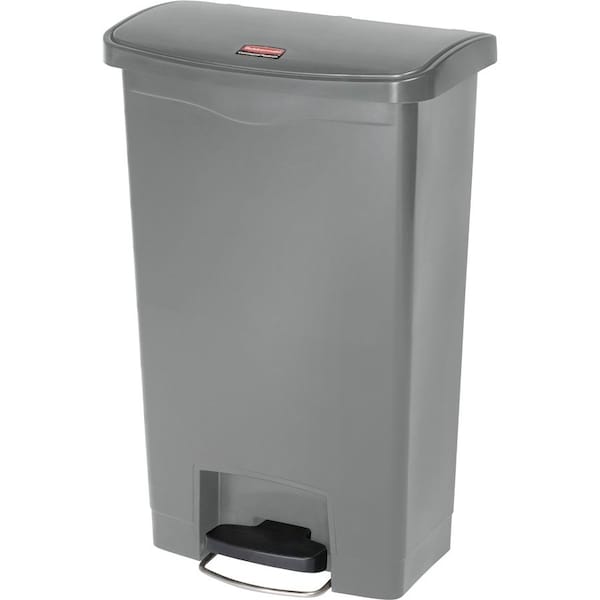 Rubbermaid Commercial 13.21 gal Slim Jim 13G Front Step Container, Gray, Plastic; Resin - RCP1883602