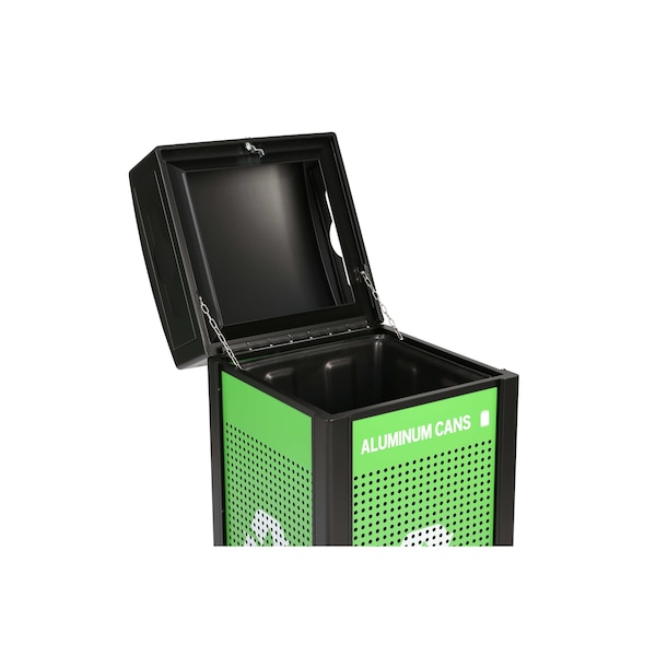 Alpine Industries 80 Gal. All-Weather Outdoor Grey Stone Panel Trash Can and Steel Recycling Bin Combo Station - ALP471-40-GYGC-MK