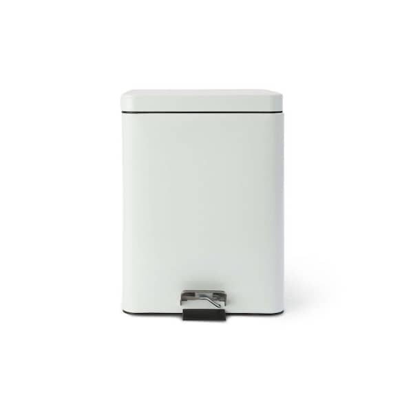 Mckesson Trash Can With Plastic Liner, Square, Steel, Step-On, 20 QT, White - 81-35269