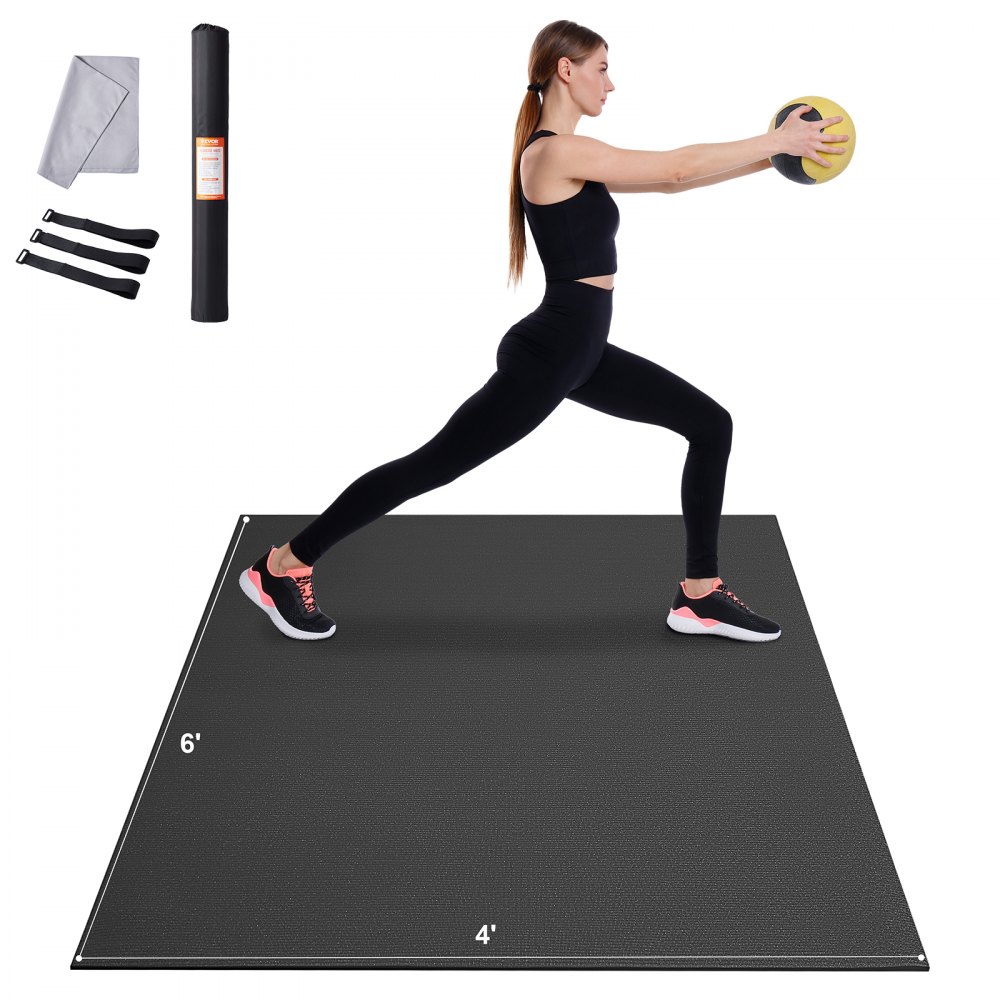 VEVOR Exercise Mat, Non Slip High Density Premium Yoga Mat, Exercise Yoga Mat for Men & Women, Fitness & Exercise Mat with Bag & Carry Strap, for All Types of Home Yoga, Pilate & Floor Workout (6x4ft) - DXYJD4YC6YC0WR5E5V0