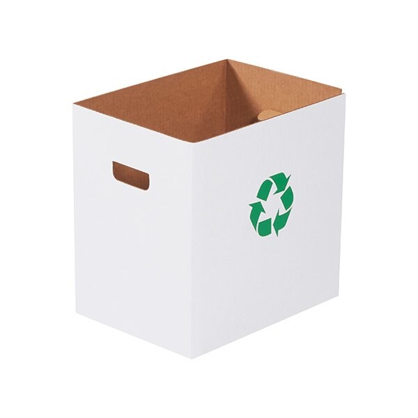 Bsc Preferred Corrugated Trash Cans with Recycle Logo - 7 Gallon, 20PK - CRR7R