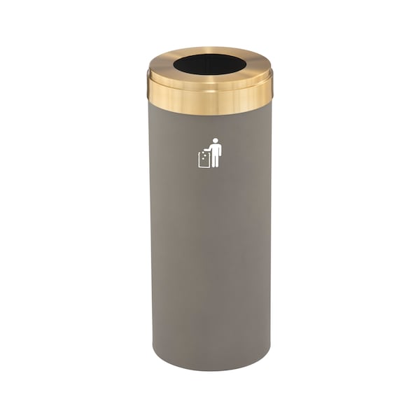 Glaro 15 gal Trash Can, Nickel/Satin Brass - W-1242NK-BE-W1