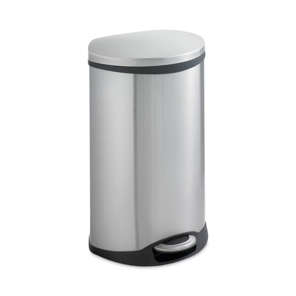 Safco 125 gal Oval-Round Cylinder Trash Can, Stainless Steel, Top Door, Steel - 9903SS