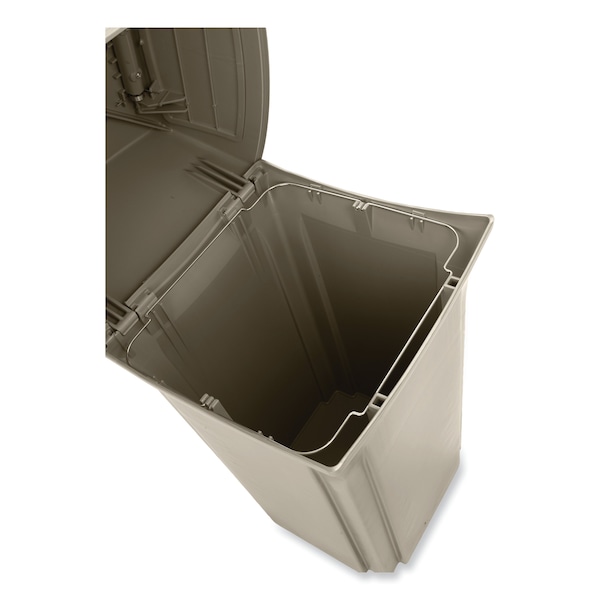 Rubbermaid Commercial 35 gal Rectangular Prism Trash Can, Beige, Side Door, Structural Foam - FG843088BEIG
