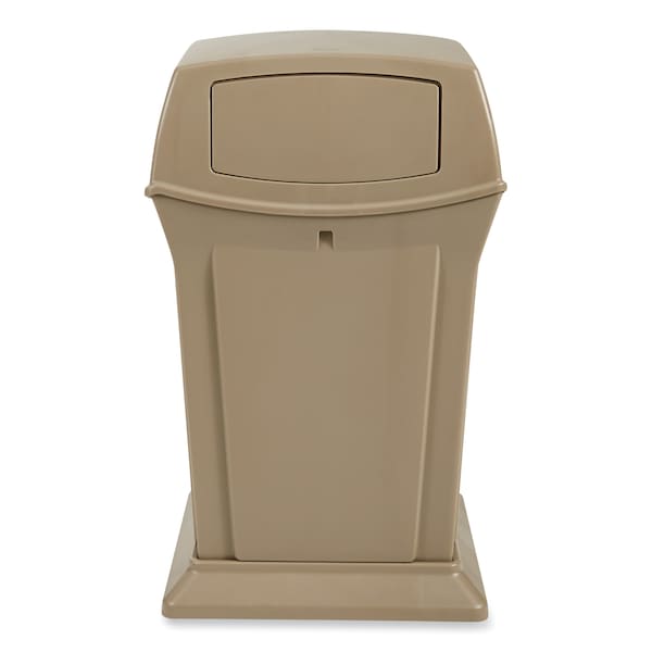 Rubbermaid Commercial 35 gal Rectangular Prism Trash Can, Beige, Side Door, Structural Foam - FG843088BEIG
