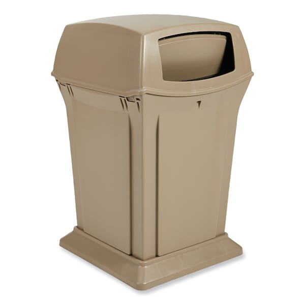 Rubbermaid Commercial 35 gal Rectangular Prism Trash Can, Beige, Side Door, Structural Foam - FG843088BEIG