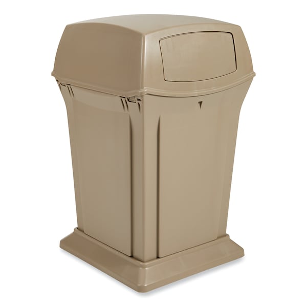 Rubbermaid Commercial 35 gal Rectangular Prism Trash Can, Beige, Side Door, Structural Foam - FG843088BEIG