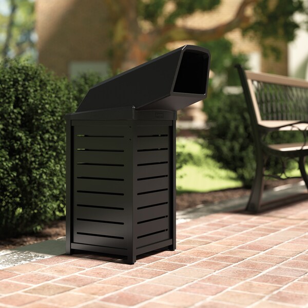 Suncast Commercial METAL SQUARE 30 GALLON TRASH CAN WITH CHUTE LID - MTCSQ305