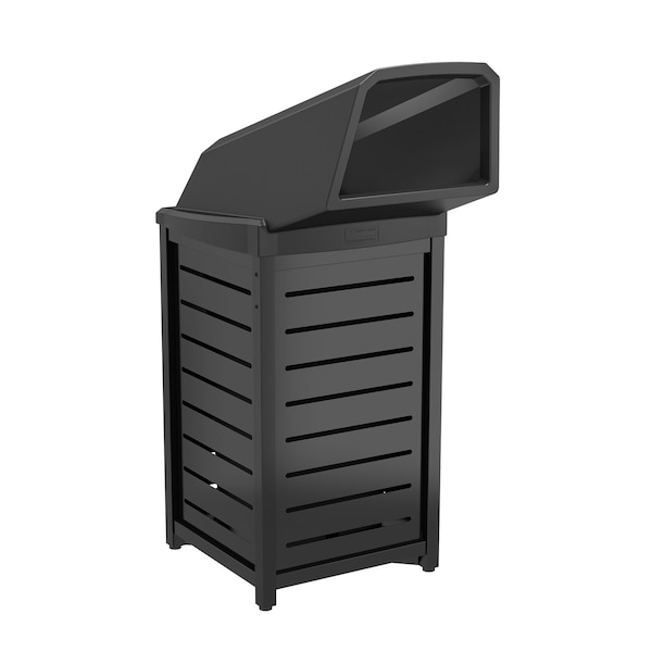 Suncast Commercial METAL SQUARE 30 GALLON TRASH CAN WITH CHUTE LID - MTCSQ305