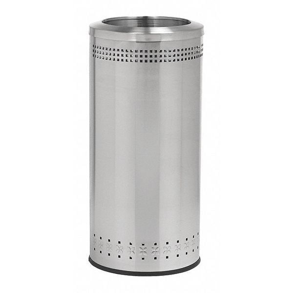 Commercial Zone Products Imprinted Open Top Waste Bin, SS, 25 gal. - 781829