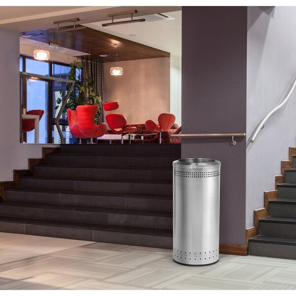 Commercial Zone Products Imprinted Open Top Waste Bin, SS, 25 gal. - 781829