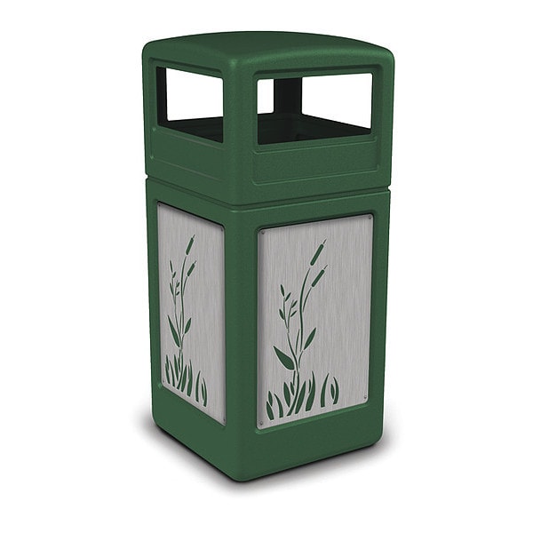 Commercial Zone Products 42 gal Trash Can, Green, Stainless Steel - 732996099