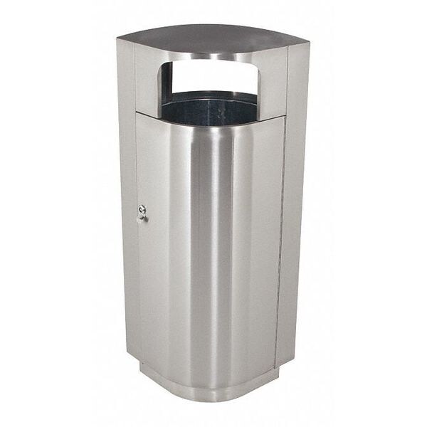 Commercial Zone Products 20 gal Trash Can, Silver, Stainless Steel - 782029