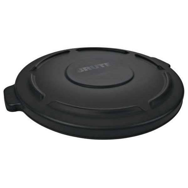Rubbermaid Commercial 20 gal Flat Trash Can Lid, 20 in W/Dia, Black, Resin, 0 Openings - FG261960BLA