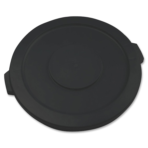 Rubbermaid Commercial 32 gal Flat Trash Can Lid, 22 1/4 in W/Dia, Black, Resin, 0 Openings - 1867532