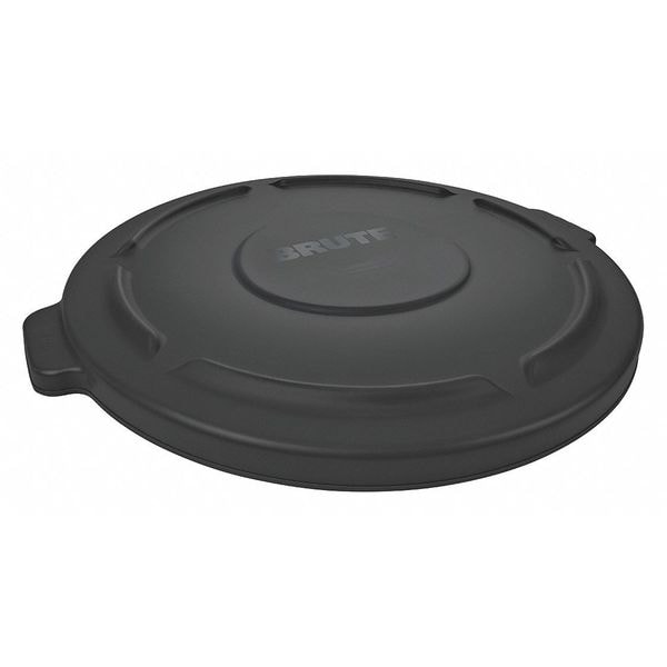 Rubbermaid Commercial 32 gal Flat Trash Can Lid, 22 1/4 in W/Dia, Black, Resin, 0 Openings - 1867532