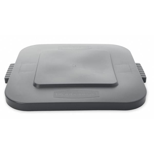 Rubbermaid Commercial 28 gal Flat Trash Can Lid, 22 in W/Dia, Gray, Resin, 0 Openings - FG352700GRAY