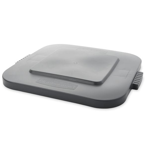 Rubbermaid Commercial 28 gal Flat Trash Can Lid, 22 in W/Dia, Gray, Resin, 0 Openings - FG352700GRAY