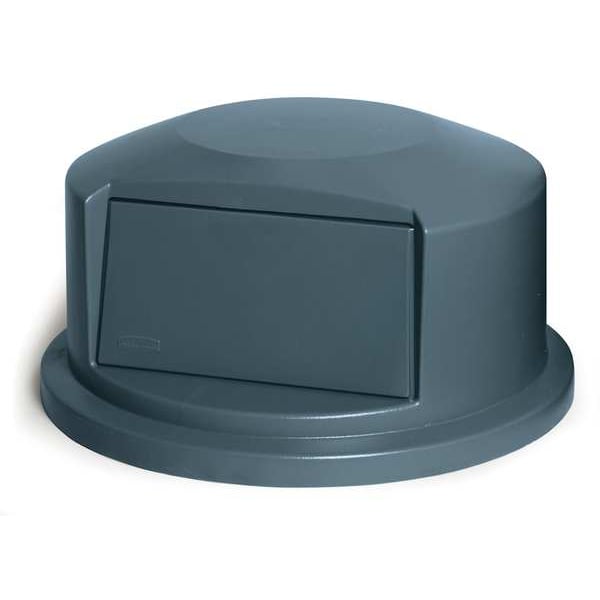 Rubbermaid Commercial Brute Trash Can Top, Round, Dome with Push Door, Fits 44 gal Cans, 24 3/4 in Dia, Gray - FG264788GRAY