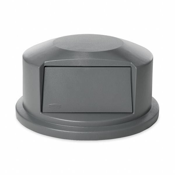 Rubbermaid Commercial Brute Trash Can Top, Round, Dome with Push Door, Fits 44 gal Cans, 24 3/4 in Dia, Gray - FG264788GRAY